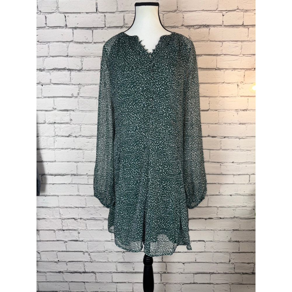 Joie Dress size XL Green & White Polka Dot Arctic Mid Balloon Sleeve Boho 90’s - Picture 14 of 14